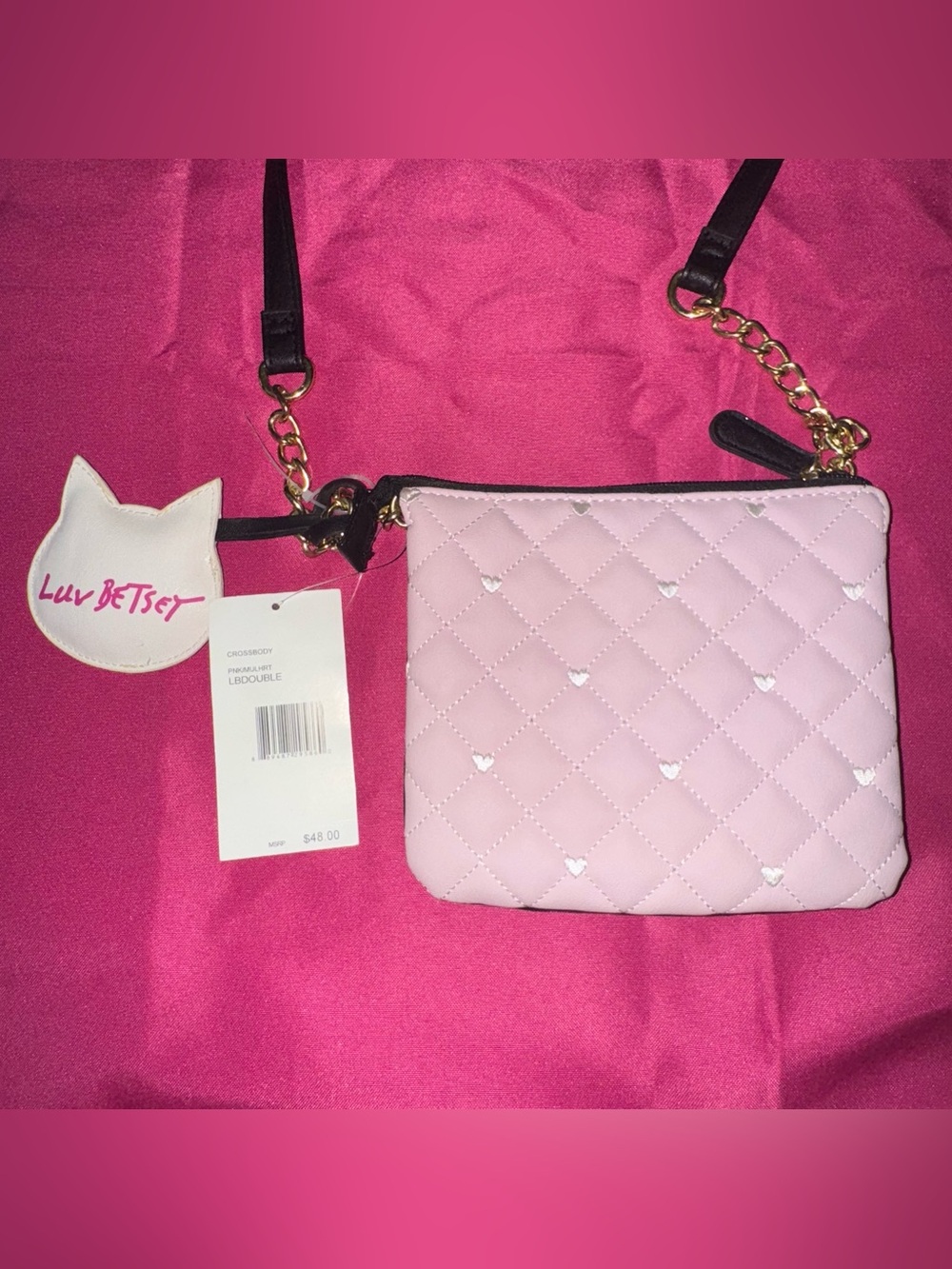 Betsey Johnson Pink Quilted Crossbody Bundle of 2 / Betsey Johnson Bundle - Picture 3 of 9